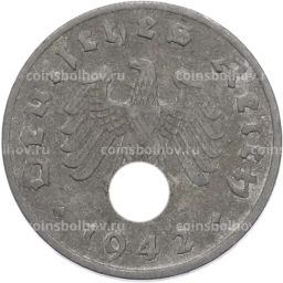Монета 1 рейхспфенниг 1942 года A Германия