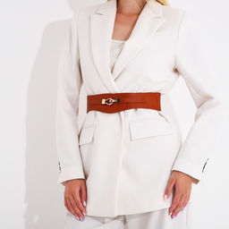 Ремень женский, ширина 6 см, на резинке, пряжка металл, цвет рыжий - Simaland фото 5