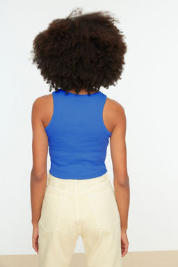 TRENDYOLMILLA Beyaz Fitted/Vucuda Oturan Crop Halter Yaka Fitilli Esnek Orme Atlet TWOSS21AL0050  фото 45