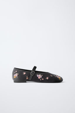 EMBROIDERED FLORAL BALLET FLATS - Zara фото 2