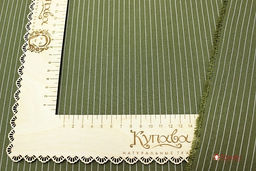 Пестрядь Средняя полоска на т.болотно-зеленом, ш.1.4м, хлопок-95%, п/э-5%, 160гр/м.кв - Купава фото 4