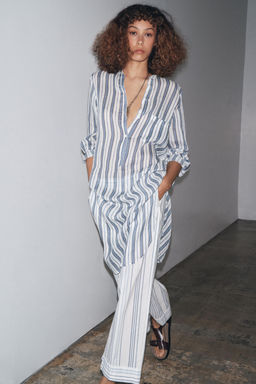 LIMITED EDITION STRIPED POPLIN TROUSERS