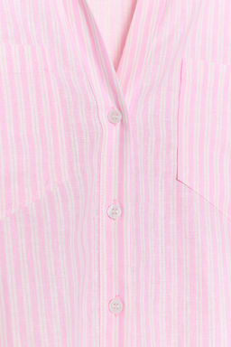 CAMISA FLUIDA CON LINO / Rosa / Blanco - Zara фото 8
