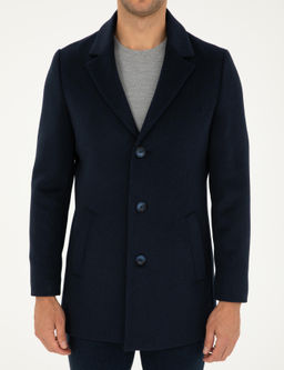 Lacivert Ekstra Slim Fit Y_n Kar___ml_ Ka_e Kaban - Pierre cardin фото 7