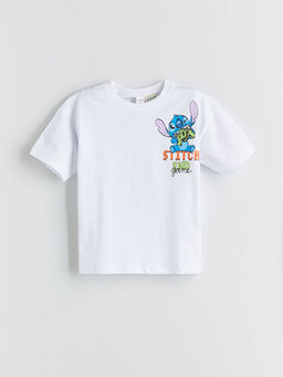 Bisiklet Yaka Stitch Bask?l? Erkek ?ocuk Ti??rt