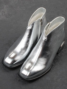 01-B50B-96C GREY/SILVER Ботинки демисезонные женские (натуральная кожа, байка)