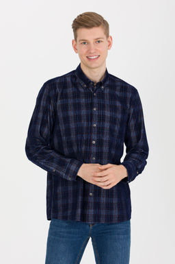 U. S. Polo Assn Мужская темно-синяя рубашка в шотландскую клетку