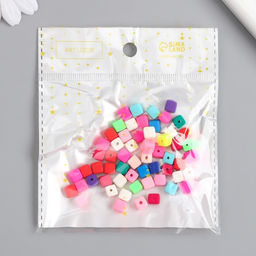 Бусины для творчества PVC «Кубики. Яркий карнавал», набор 62 шт., 0.6×0.6×0.6 см