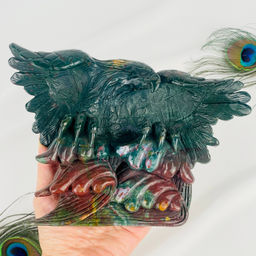 Статуэтка резная "Орёл" из Яшмы "Гелиотроп"