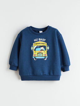 Bask?l? Erkek ?ocuk Sweatshirt