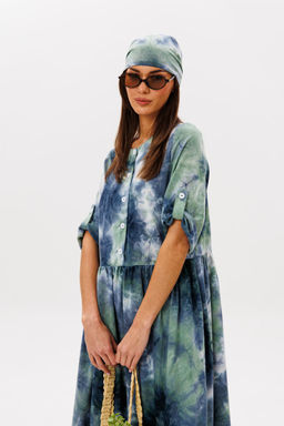 Платье Lars Style 1091 изумрудный мульти-принт