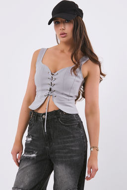 Топ из джинсовой ткани светло-серый