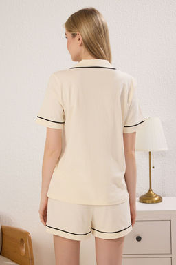 Trendyolmilla Lacivert Biyeli Kopek ve Slogan Nak?sl? Sortlu Orme Pijama Tak?m? THMSS25PT00371  фото 4