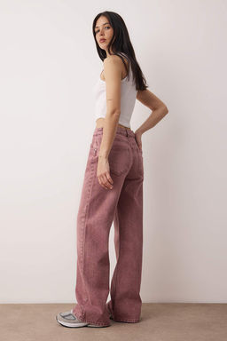 TRENDYOLMILLA Bej Soluk Efekt Vintage Normal Bel Wide Leg Jeans TWOSS24JE00011  фото 12