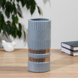 Керамическая ваза для цветов, сухоцветов «Адель», настольная, 22.5 см, серый