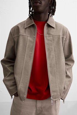 FADED LEATHER EFFECT JACKET - Zara фото 6