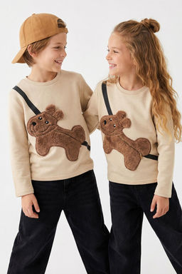 Ekru Unisex Cocuk Duz Bisiklet Yaka Regular Orme Sweatshirt TKDAW26SW00047 - Trendyolmilla фото 6