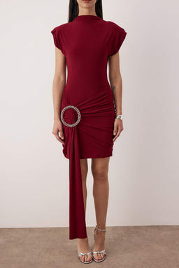 Lacivert Duz Aksesuar Detayl? Orme Sandy K?sa / Mini Astars?z Kokteyl Elbise TPRAW26EL00032 - Trendyolmilla фото 11