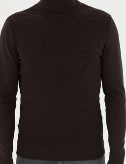 Kahverengi Slim Fit Bal_k__ Yaka Triko Kazak - Pierre cardin фото 6