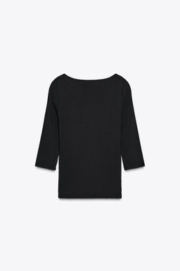COTTON BOAT NECK T-SHIRT - Zara фото 9