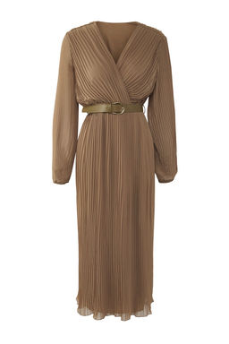 TRENDYOLMILLA Siyah Kemerli A Kesim Piliseli Maxi Astarl? Sifon Dokuma Elbise TWOAW24EL00471 фото 24