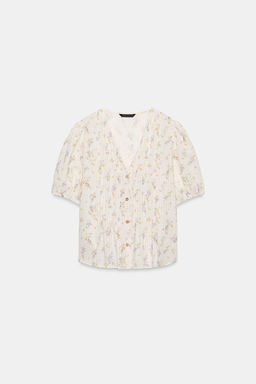 BLUSA ESTAMPADO FLORAL JARETAS / Crudo/Amarillo - Zara фото 7