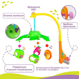 Мобиль музыкальный на кроватку «Музыкальные листья. Фрукты», на батарейках
