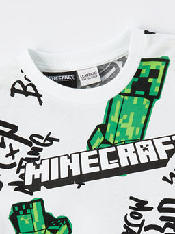 Bisiklet Yaka Minecraft Bask?l? K?sa Kollu Erkek ?ocuk Ti??rt - Waikiki фото 2