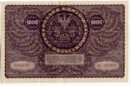 Банкнота 1000 марок 1919 года Польша