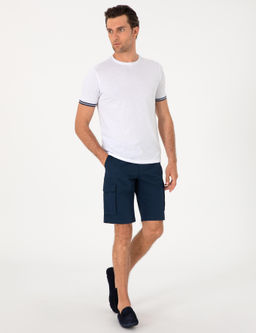 Lacivert Comfort Fit %100 Pamuk Bermuda _ort