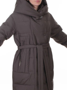 A625 GRAY/BROWN Пальто зимнее женское (200 гр. био-пух)