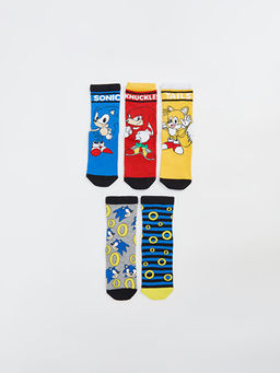 Sonic Desenli Erkek ?ocuk Soket ?orap 5li