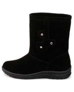 Полусапоги женские на литой подошве., Черные. Замша. Подклад овчина.