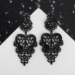 Серьги металл Люстры монелия, цвет чёрный