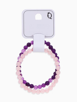 Набор браслетов «Кварц розовый и Аметист», 2 шт. шар №6