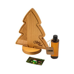 Подарочный набор деревянной посуды Adelica Елочка, сервировочная доска на подставке 2218 см, масло 100 мл, магнит, в подарочной коробке