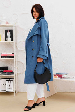 Плащ AURA 7037-164 темно-голубой деним