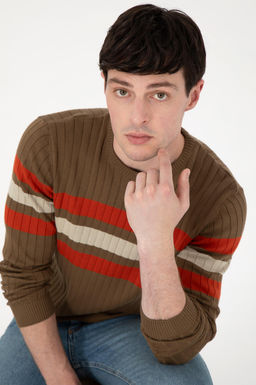 Erkek Slim Fit Bisiklet Yaka Haki Kazak - U.s. polo assn фото 2