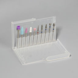 Фрезы для маникюра в пластиковом органайзере, 10 шт.