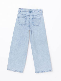 Beli Ayarlanabilir Lastikli Ta? Bask?l? K?z ?ocuk Jean Pantolon - Waikiki фото 3