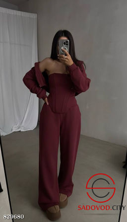 Корсет + брюки палаццо + худи на молнии