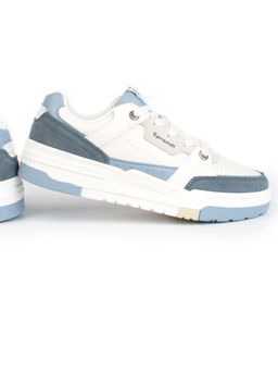 05-P232-5 WHITE/BLUE Кроссовки женские (натуральная замша, искусственная кожа)