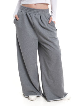 Брюки для девочки палаццо 22-7693 темно-серый меланж