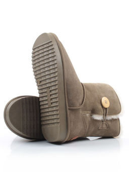 04-PAYH02-3Z KHAKI Угги женские (натуральная замша, 100% шерсть, натуральный мех)