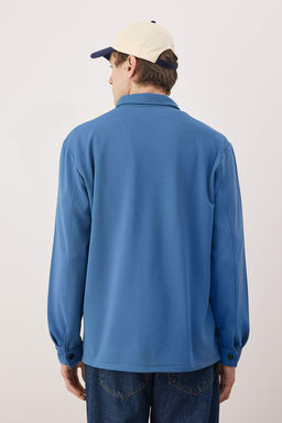 Lacivert Regular/Normal Kesim Dokulu Cep Detayl? Gomlek TMNAW26GO00027 - Trendyolmilla фото 4