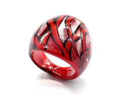 Стеклянное кольцо модель 4 цв.красный Радуга камня