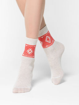 Цена за 2 пары. Носки Классические CONTE Носки с принтом FANTASY из смесовой пряжи с хлопком и льном бежевый - Conte elegant фото 3