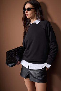 K?rm?z? Relaxed/Rahat Kal?p Basic Reglan Kol Bisiklet Yaka Orme Sweatshirt TWOAW26SW00030 - Trendyolmilla фото 5