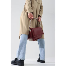 Сумка-мессенджер на клапане, 2 ремня, цвет бордовый - Simaland фото 4