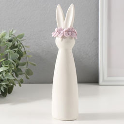 Фигурка керамика «Зайка в сиреневом цветочном веночке», 4.6×3.9×18.6 см